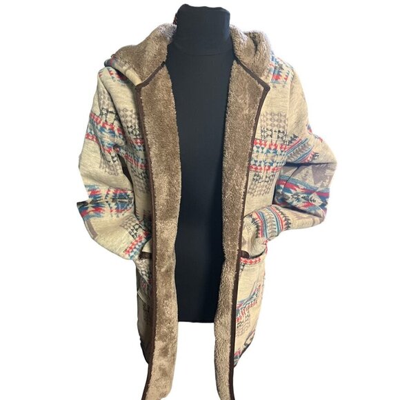 NWT MEDIUM SHERPA OPEN CLOSURE COAT WESTERN HOODIE - Picture 7 of 8